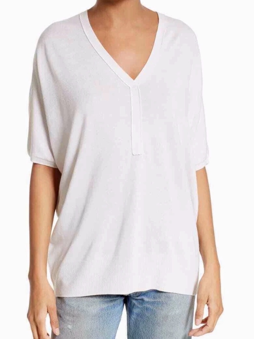 ATM Anthony Thomas Melillo Silk Blend Ivory Tunic Top Sweater Short Women’s S